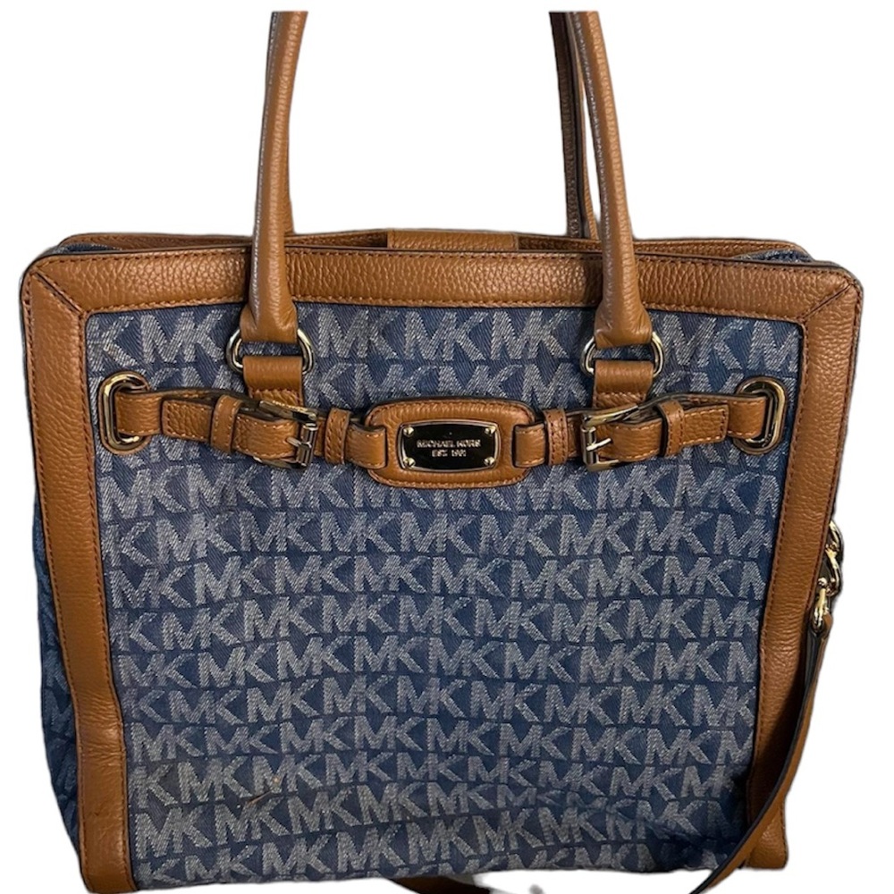 NWOT Michael Kors Hamilton frame out denim Large Tote